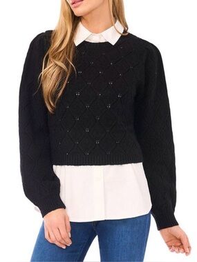 NWT Ted Baker Rumer Pointelle Twofer Sweater